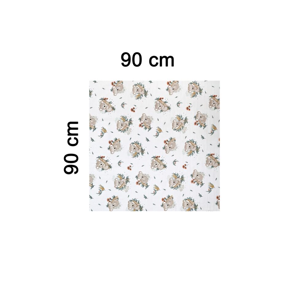 Müslin Örtü ikili 90x90 Koala Sevgisi-Safari Dostları