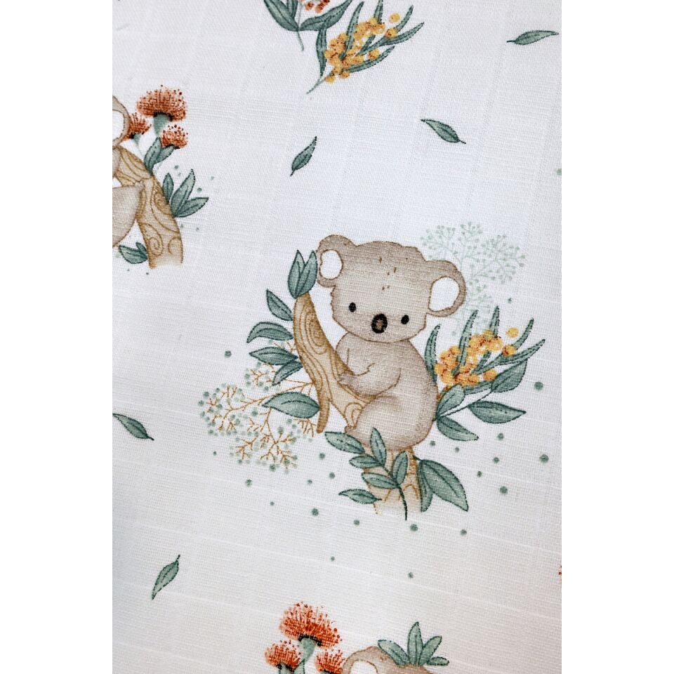Müslin Örtü ikili 90x90 Minicik Koala Sevgisi-Minicik Safari Dostları