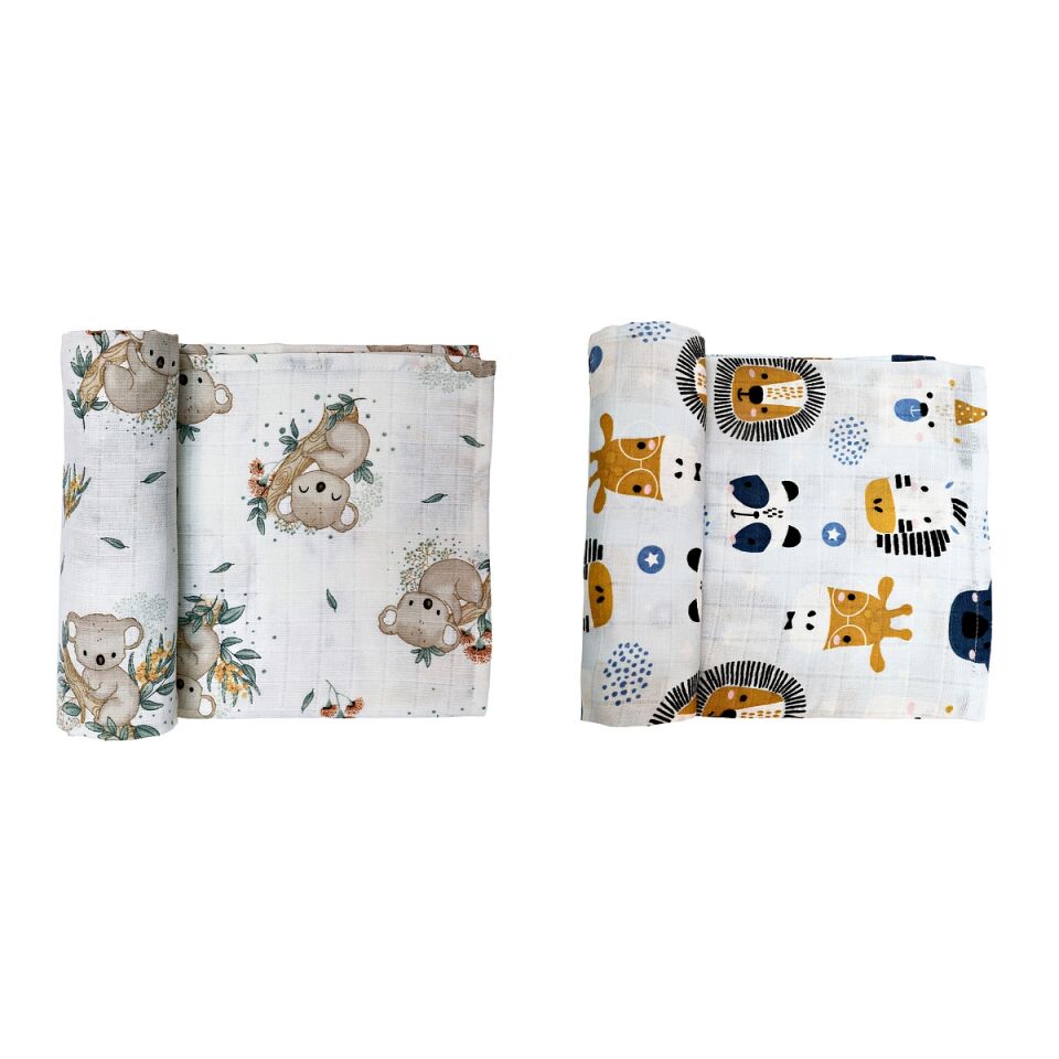 Müslin Örtü ikili 90x90 Koala Sevgisi-Safari Dostları