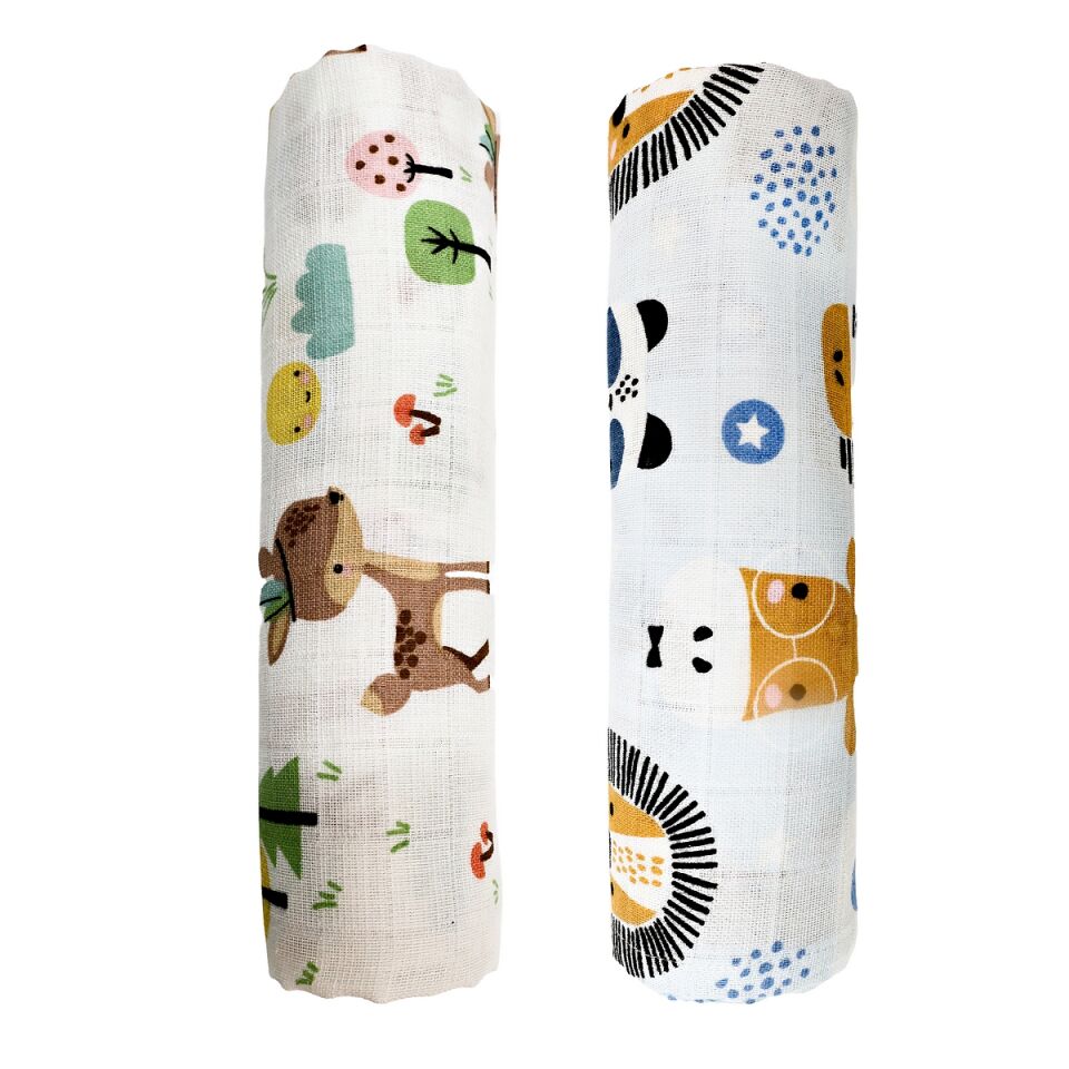 Müslin Örtü ikili 90x90 Safari Dostları -Geyik Bahçesi
