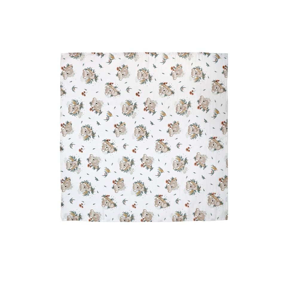 Müslin Örtü ikili 90x90 Uçan Arabalar -Koala Sevgisi