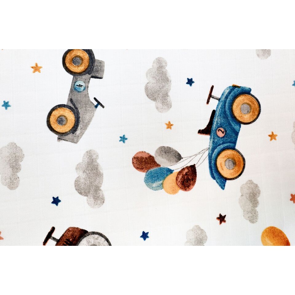 Müslin Örtü70x70 Uçan Arabalar-Safari Dostları-Geyik Bahçesi