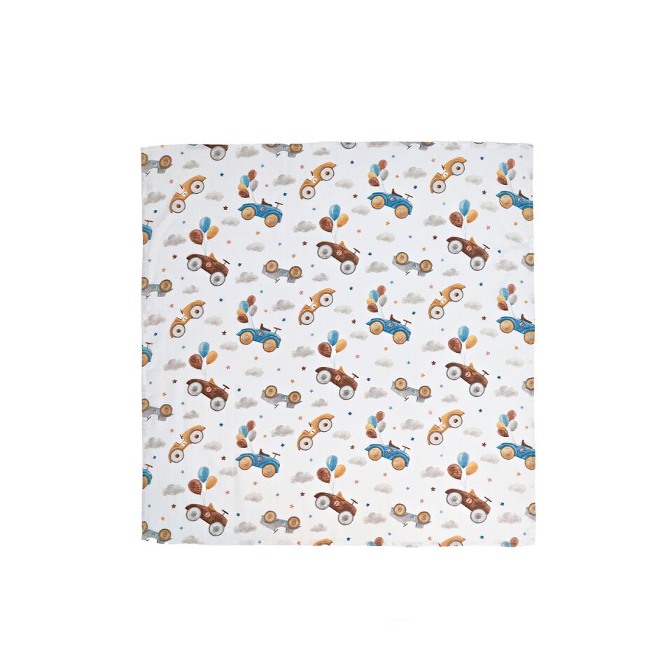 Müslin Örtü 70x70 Uçan Arabalar-Kaktüs Bahçesi-Geyik Bahçesi