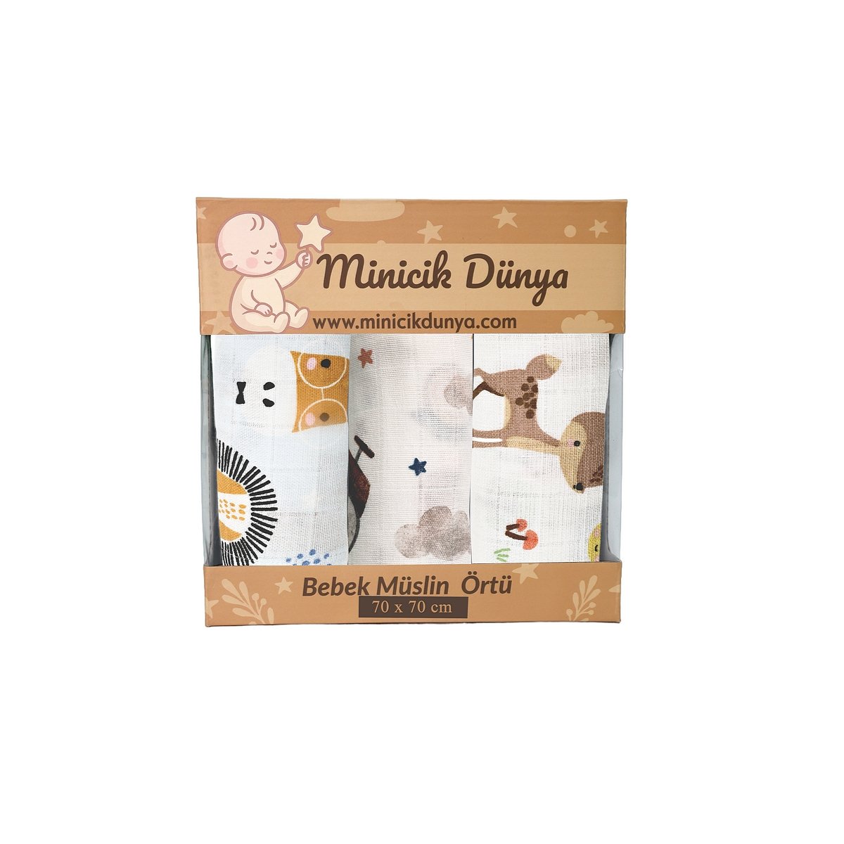 MüslinÖrtü 55x55 Uçan Arabalar-Safari Dostları-Geyik Bahçesi