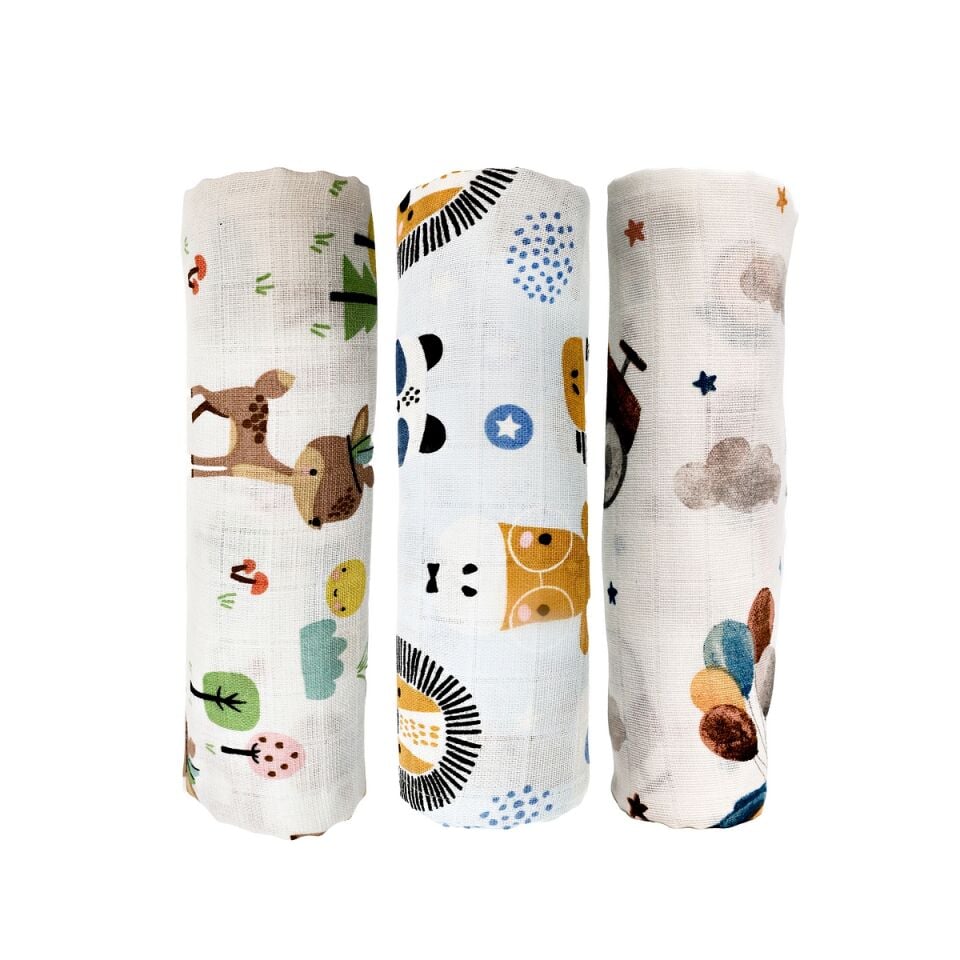 MüslinÖrtü 55x55 Uçan Arabalar-Safari Dostları-Geyik Bahçesi