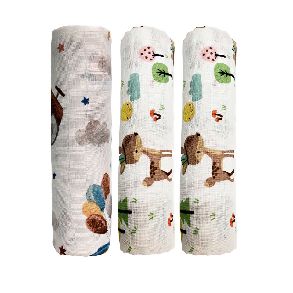 Müslin Örtü 55x55 Uçan Arabalar-Geyik Bahçesi-Geyik Bahçesi