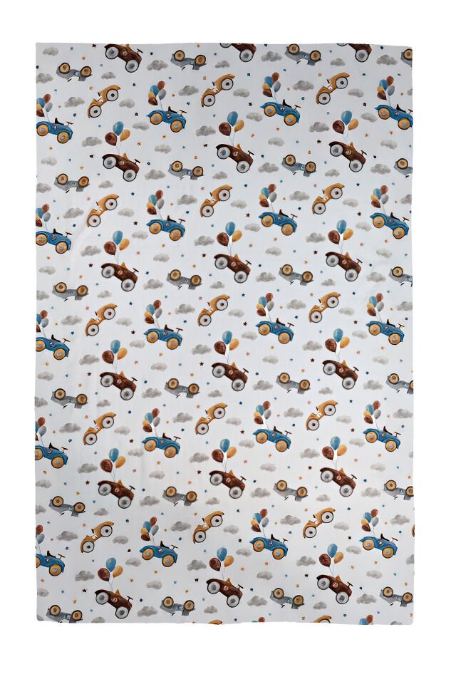 Çift Taraflı Müslin Battaniye 120x180 Minicik Uçan Arabalar