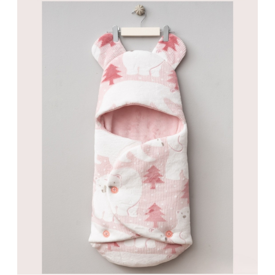 KUTUP AYISI BASKILI KADİFE BEBE KUNDAK