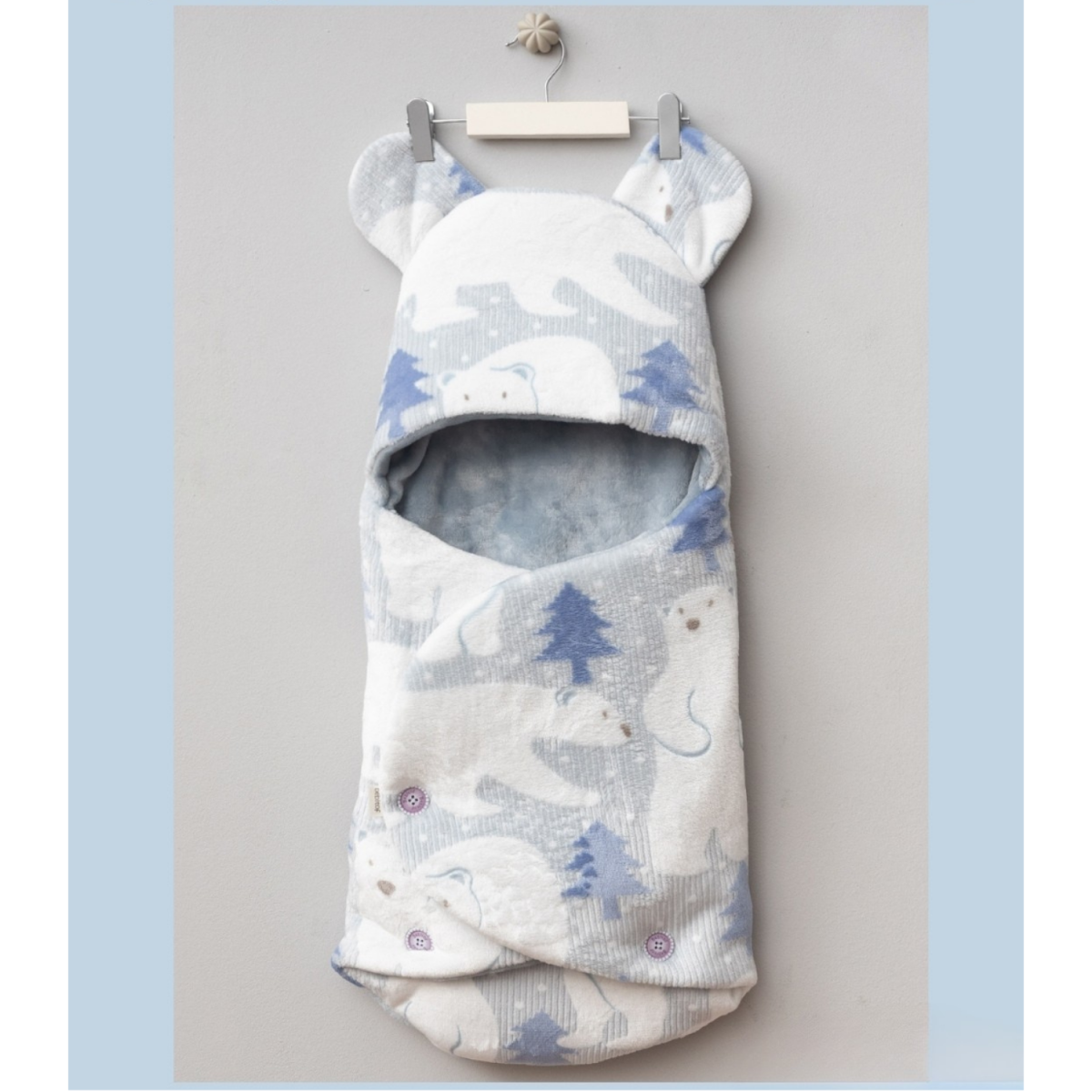 KUTUP AYISI BASKILI KADİFE BEBE KUNDAK